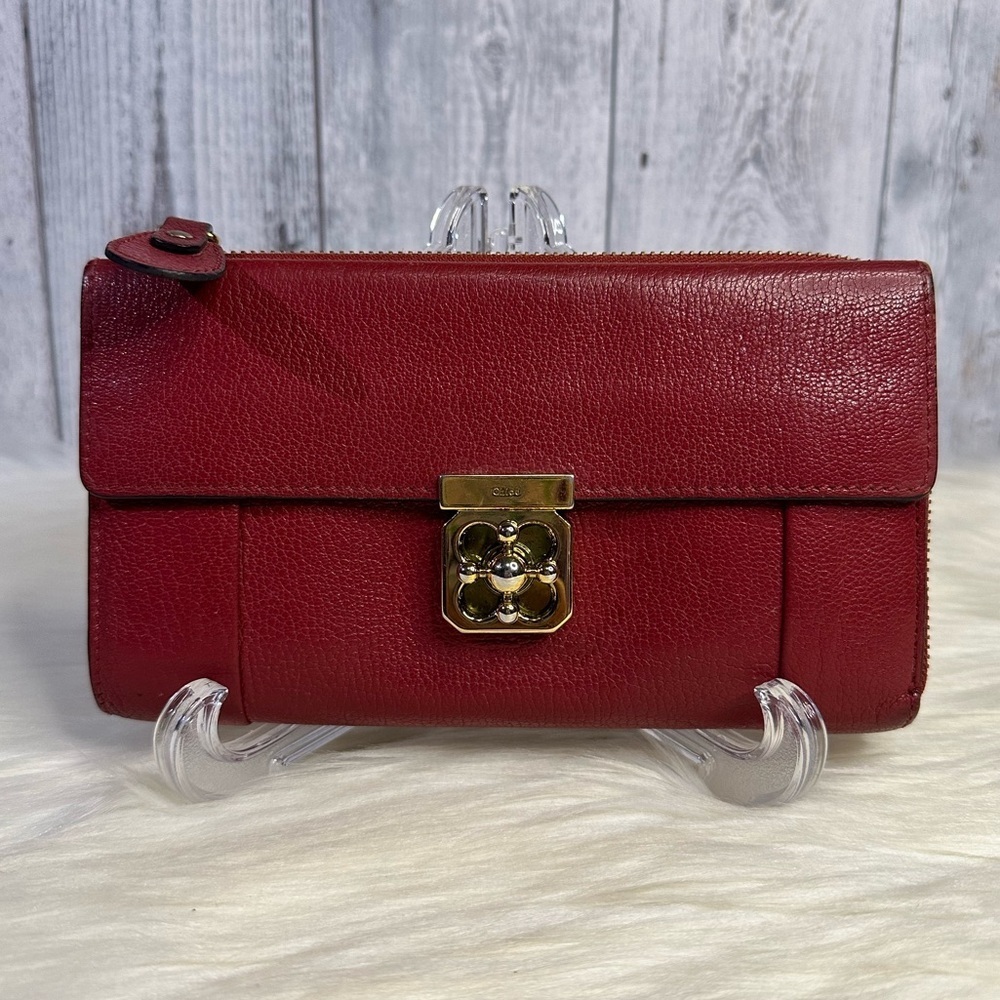 CHLOE elsie continental passport wallet in red